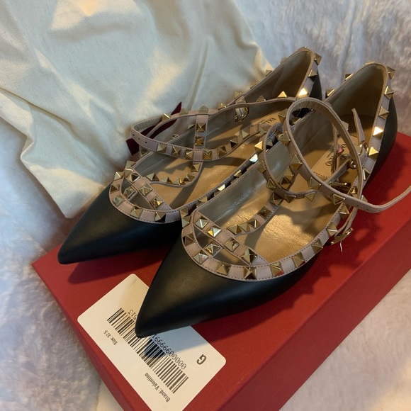 Valentino black Rockstud Caged Patent Flat - Picture 1 of 7